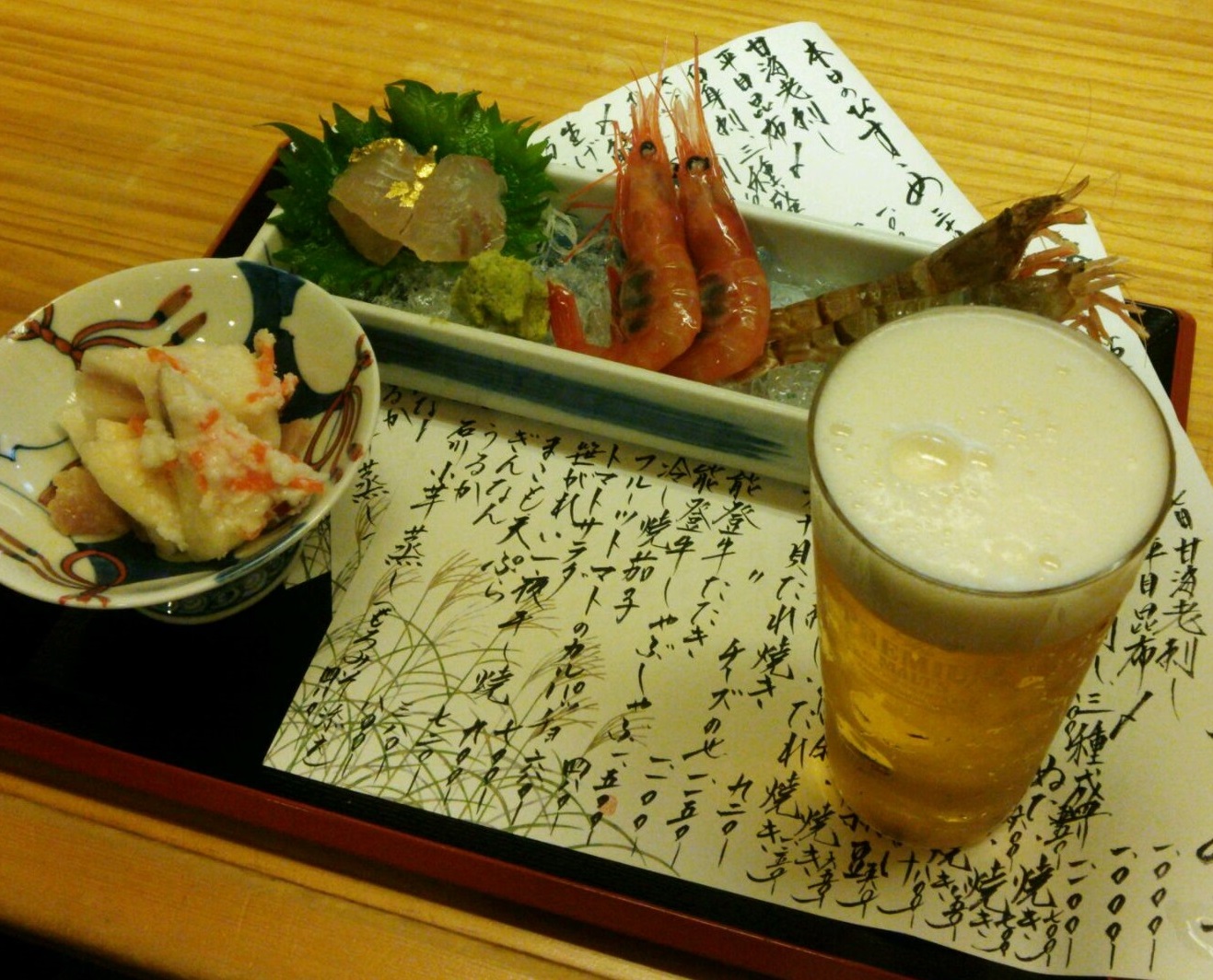 新鮮お造りとかぶら寿司に生ビール（写真はｲﾒｰｼﾞ）