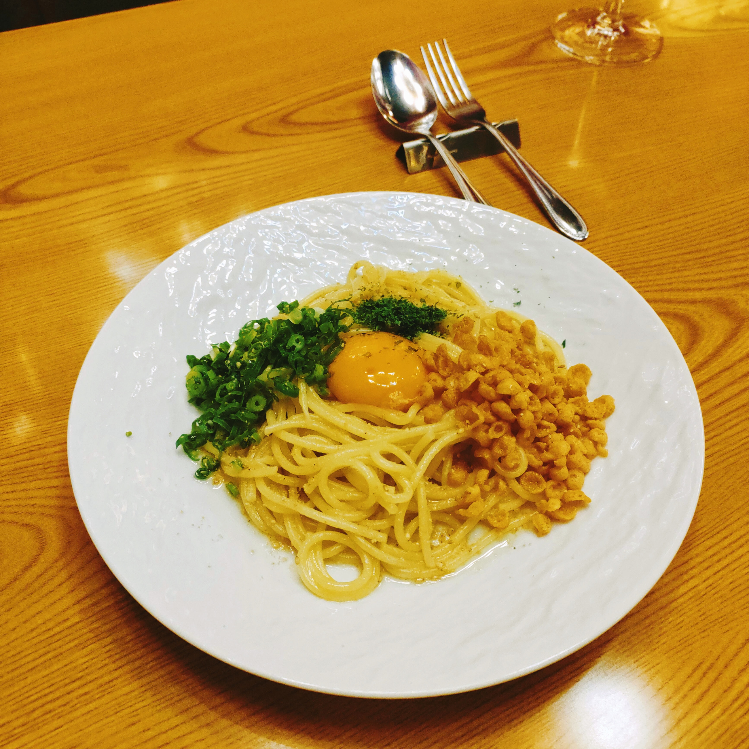 かめの釜玉パスタ